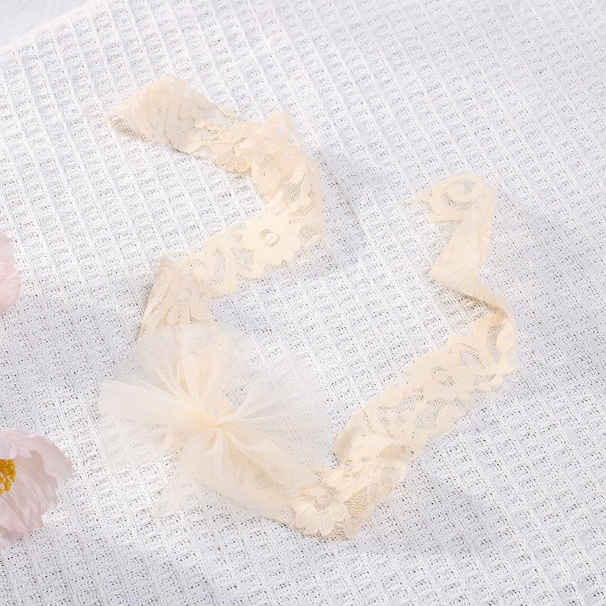 Newborn Photography Outfits Girl, Baby Girl Photoshoot Props, Lace Romper with Headband for 0-3 Months Newborn - Image 8