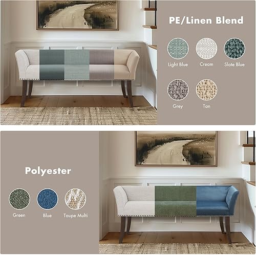 Miniatura 7 de Madison Park Accent Bench for Living Room, Upholstered with Nailhead Trim, & Padded Seat Entryway Bench Small, End of Bed Bench with Back, 49.5" W x