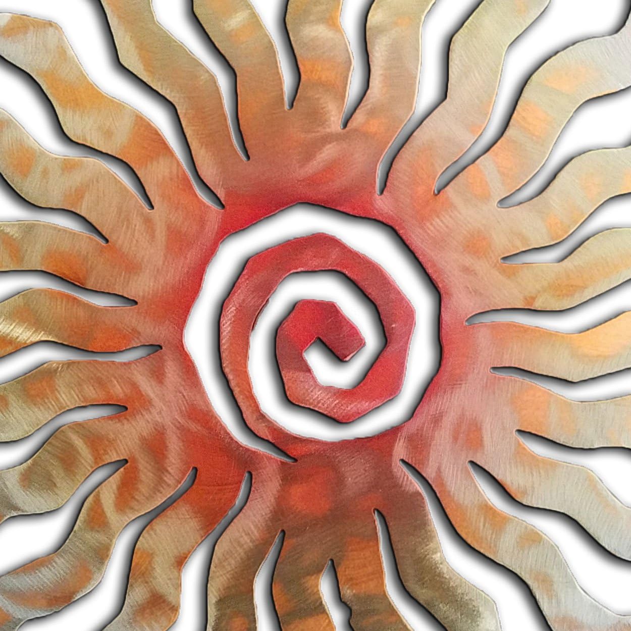 Extra Large Spiral Sunburst Twenty-Four Rays - 30-inch - Sunset Swirl Indoor/Outdoor Metal Wall Art - Made in Arizona, USA