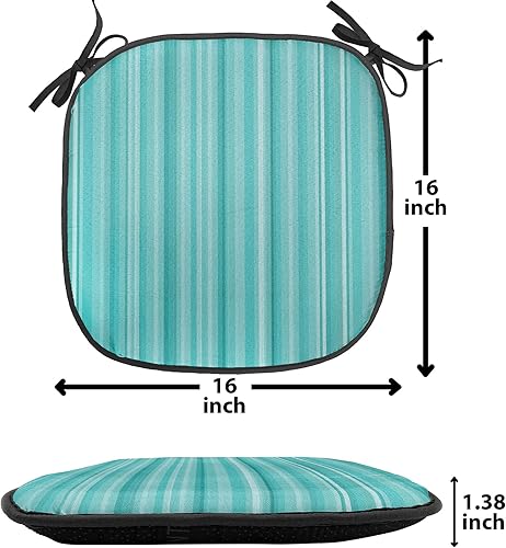 Miniatura 5 de Ambesonne Aqua - Juego de 12 cojines de asiento para silla, ilustraciones geométricas de líneas abstractas inspiradas en el océano, acolchado de