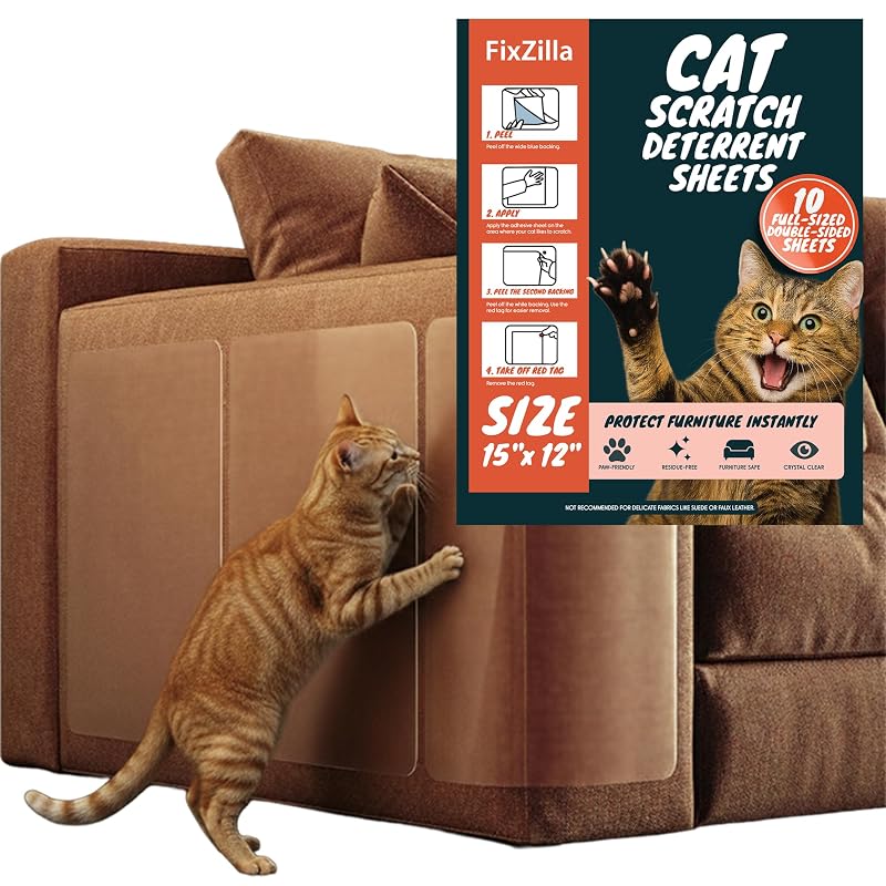 Fita Dupla Face Transparente Antirrisco para Móveis e Sofás FixZilla, 10 Folhas de 30,48 x 38,1 cm