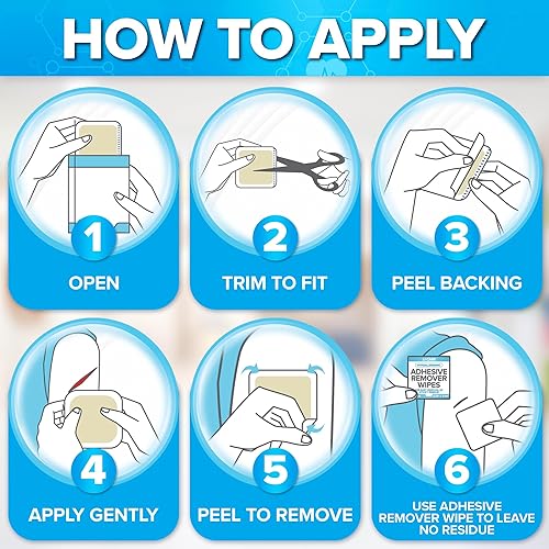 Miniatura 8 de JJ CARE Apósito hidrocoloide paquete de 10 vendajes hidrocoloides de 4 x 4 con borde apósito hidrocoloide autoadhesivo para heridas curación más