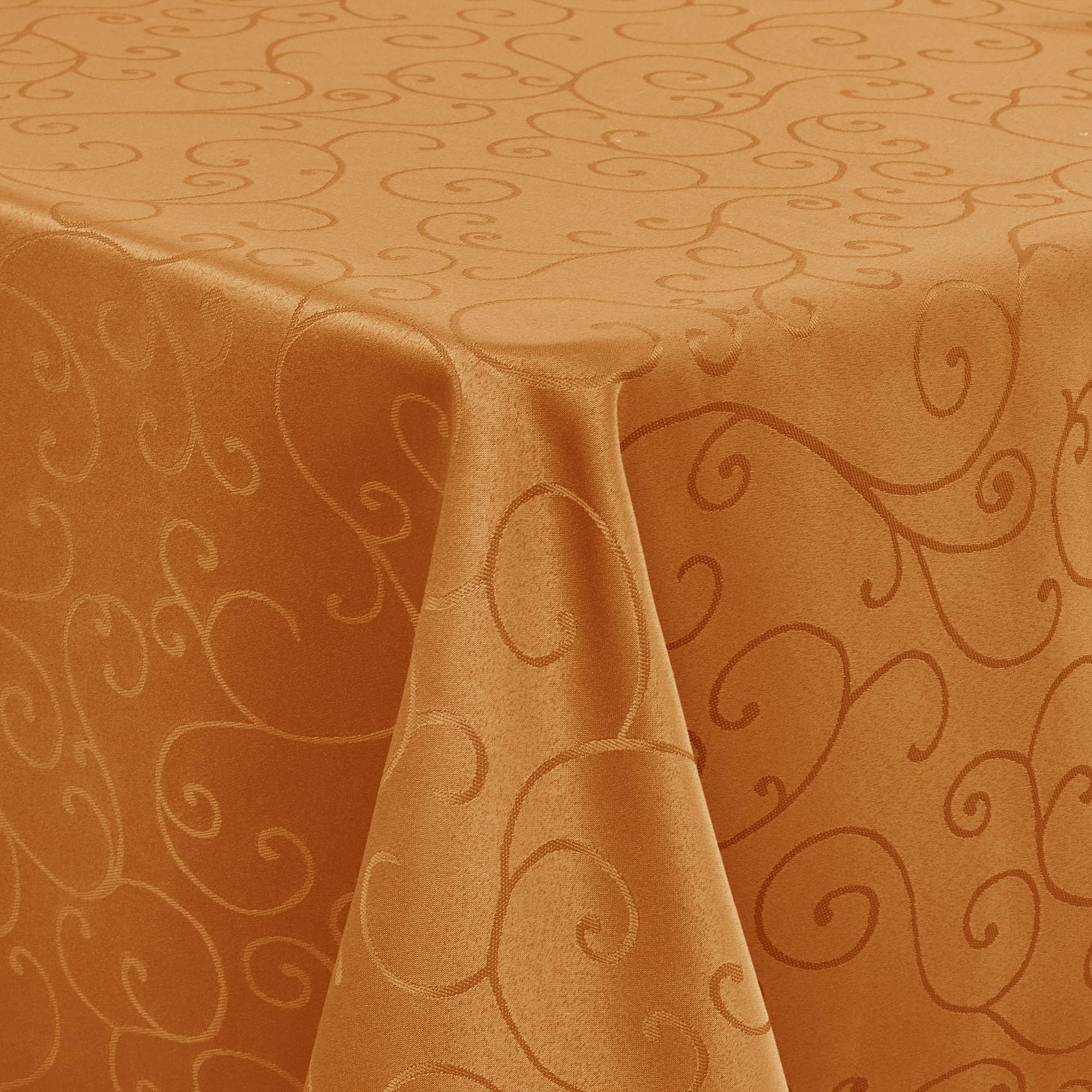 Deconovo Jacquard Table Cloth Wipe Clean Rectangular 150x300cm Water Resistant Large Tablecloth for Outside Coffee Dining Table 59x118in Golden Brown