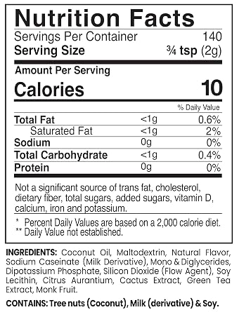 Leaner Creamer Coconut Creamer with Superfood Ingredients Non-Dairy, Sugar-Free, Keto, Gluten-Free Powdered Coffee Creamer Coconut Cream 280g