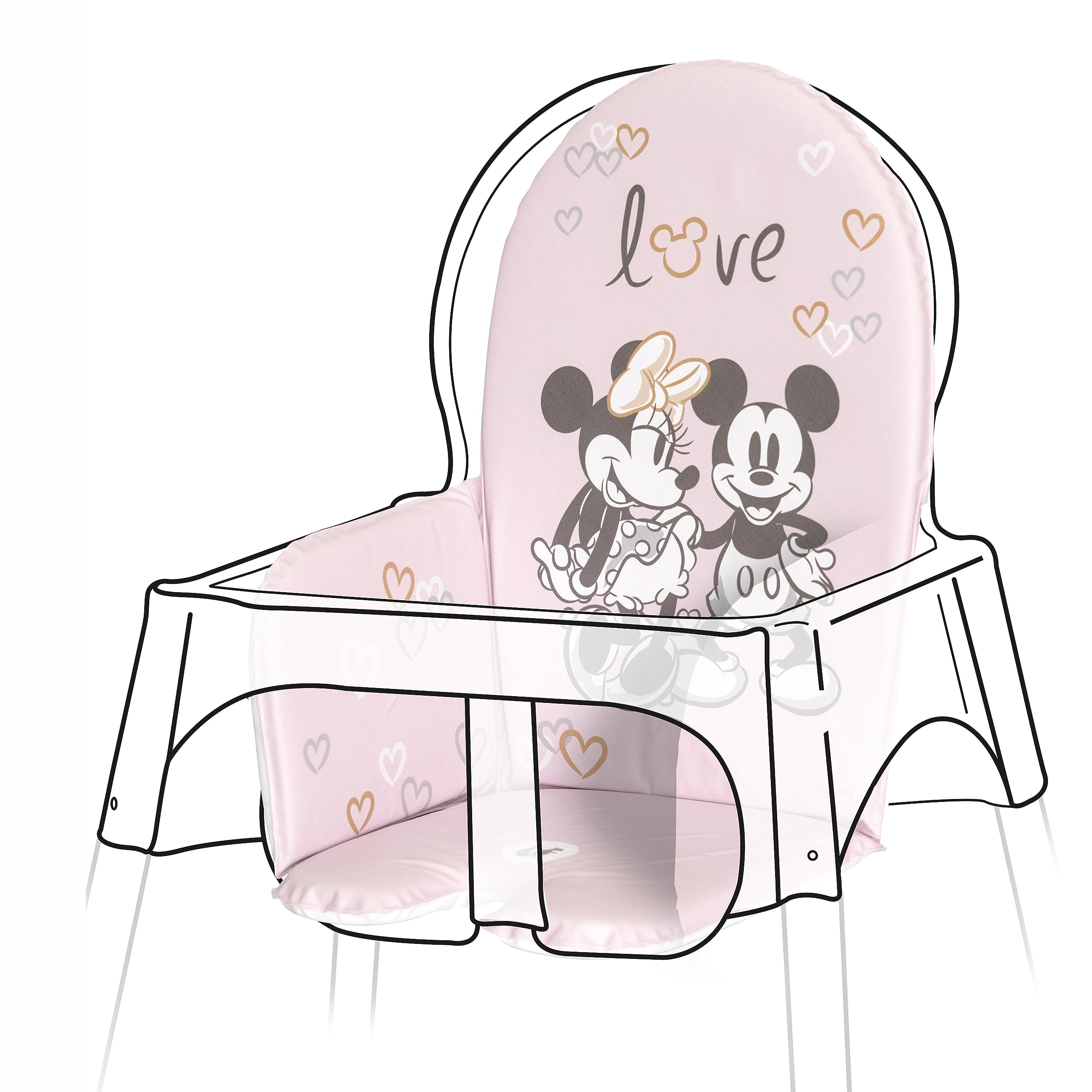 keeeper Cojín para trona Minnie, Uso universal para tronas, Con cierre de velcro, Lena, Rosa pastel