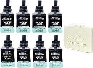 White Tea & Sage 8 Pack Wallflowers Home Fragrance Refill Bundle with a Natural Oats Sample Soap