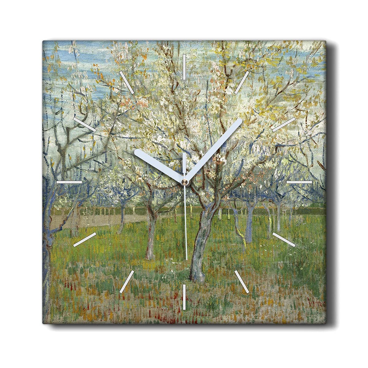 Horloge Murale sur Toile 30x30cm Horloge Salon Rose Orchard Sans Bruit