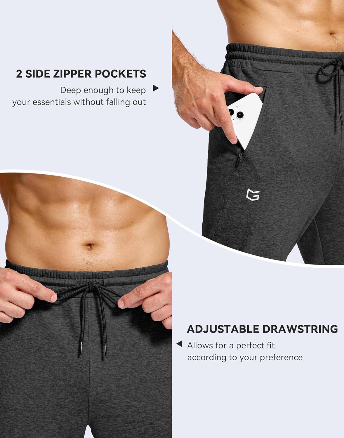 Men's Fleece Lined Winter Pants 32"/34"/36" Inseam Tall Sweatpants with Zipper Pockets Warm Athletic Joggers Men - Image 7