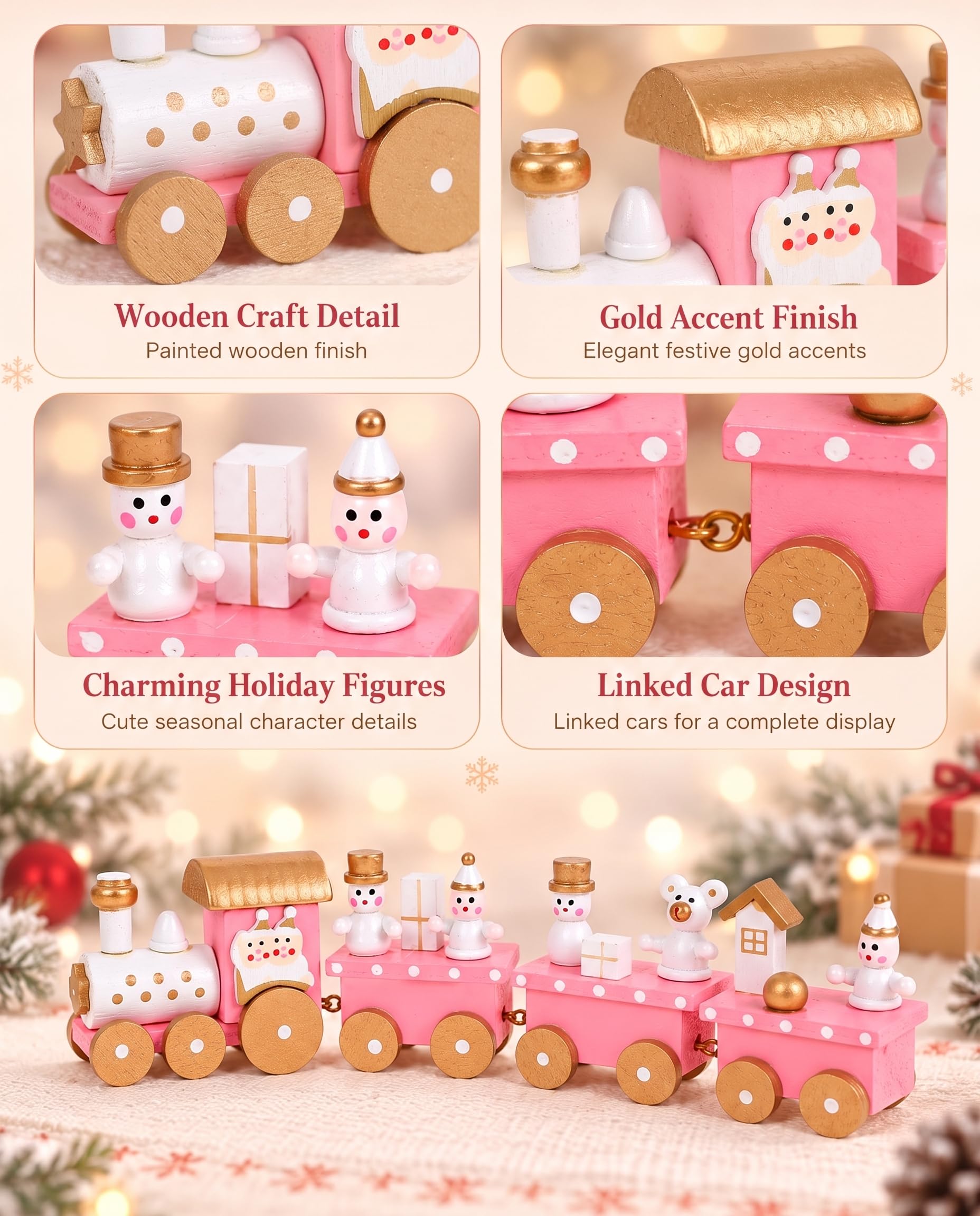 Amazon.com: NUOBESTY Winter Wonderland Wooden Mini Train Set for