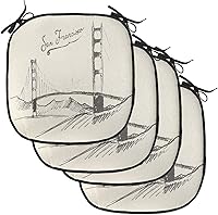 Vista 111 de Lunarable USA Chair Cushion Pad, American Cities Skylines Metropolis Architecture Sketch Style Hand Drawn Art Print, Seat Padding for Kitchen &