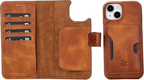 Miniatura 102 de Venito Funda tipo cartera para iPhone 15 con tarjetero y bloqueo RFID, funda de cuero para teléfono, funda desmontable de 6.1 pulgadas, Florencia