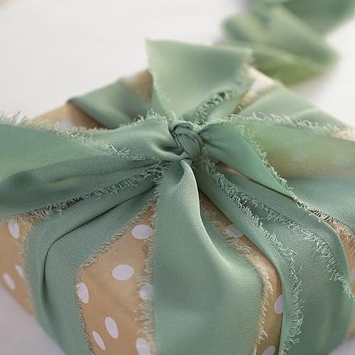 Miniatura 5 de MEEDEE Cinta de gasa verde salvia, flecos deshilachados de 2 pulgadas, perfecta para manualidades, envoltura de regalos, invitación de boda y ramo