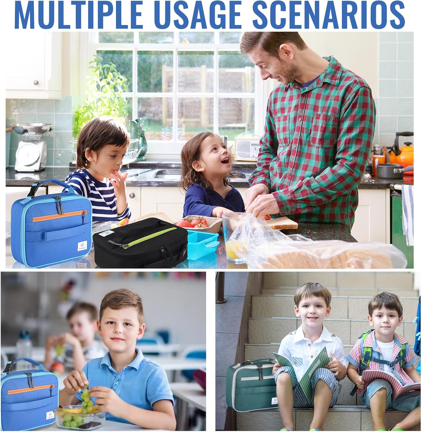 Genteen Lunch Box Kids,Insulated Lunch Bag Kids Boys Girls,Soft Bag Small Cooler Back to School Thermal Meal Tote Kit Lunch Box for School,Work,Outdoor (Blue) - Image 2