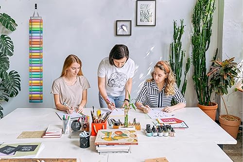 Miniatura 6 de Portarrollos de vinilo con 60 compartimentos, 10 bolsillos internos de malla, 2 ganchos y 1 correa, y un desbrozador y raspador, almacenamiento de