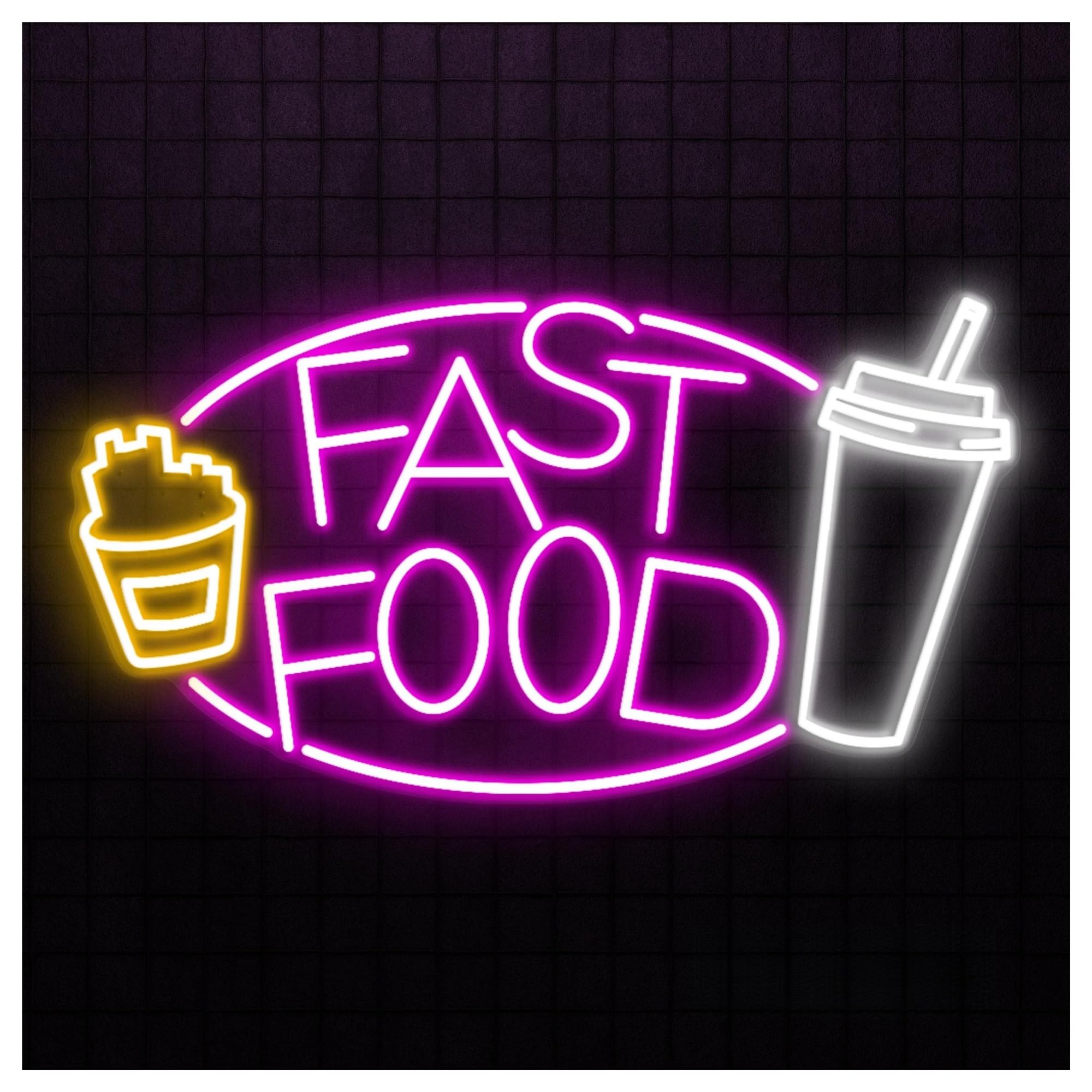RONGCH Hanging Art Signs Fast Food Neon Sign, Suitable for Restaurant Decor with Brightness Adjustable 55cm