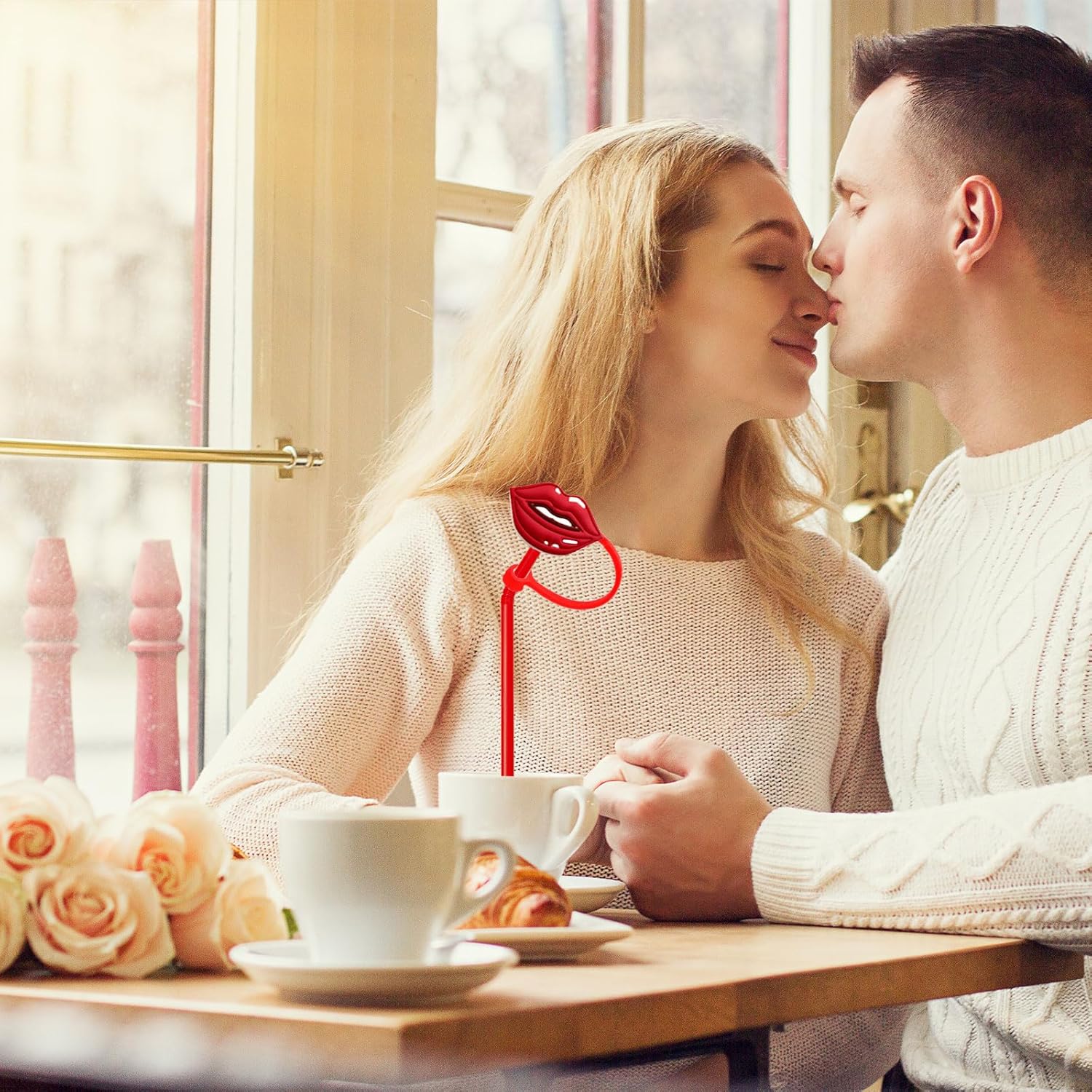 10Pcs Valentine's Day Straw Covers Cap Toppers Heart Lips Rose Reusable Dust-Proof Straw Toppers Drinking Straw Tips Covers for Stanley Cup Accessories Decorations(10mm) - Image 6