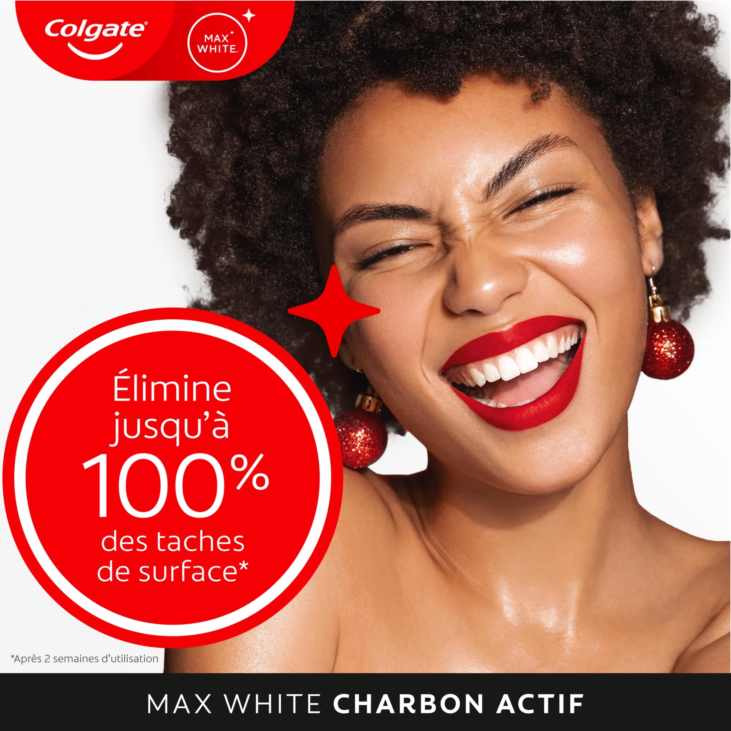 COLGATE - Dentifrice Blanchissant MAX WHITE | Dentifrice au Charbon Actif | Dentifrice Blanchissant | 99 % d'ingrédients d'origine naturelle | Dentifrice COLGATE Lot de 4 x 75ml