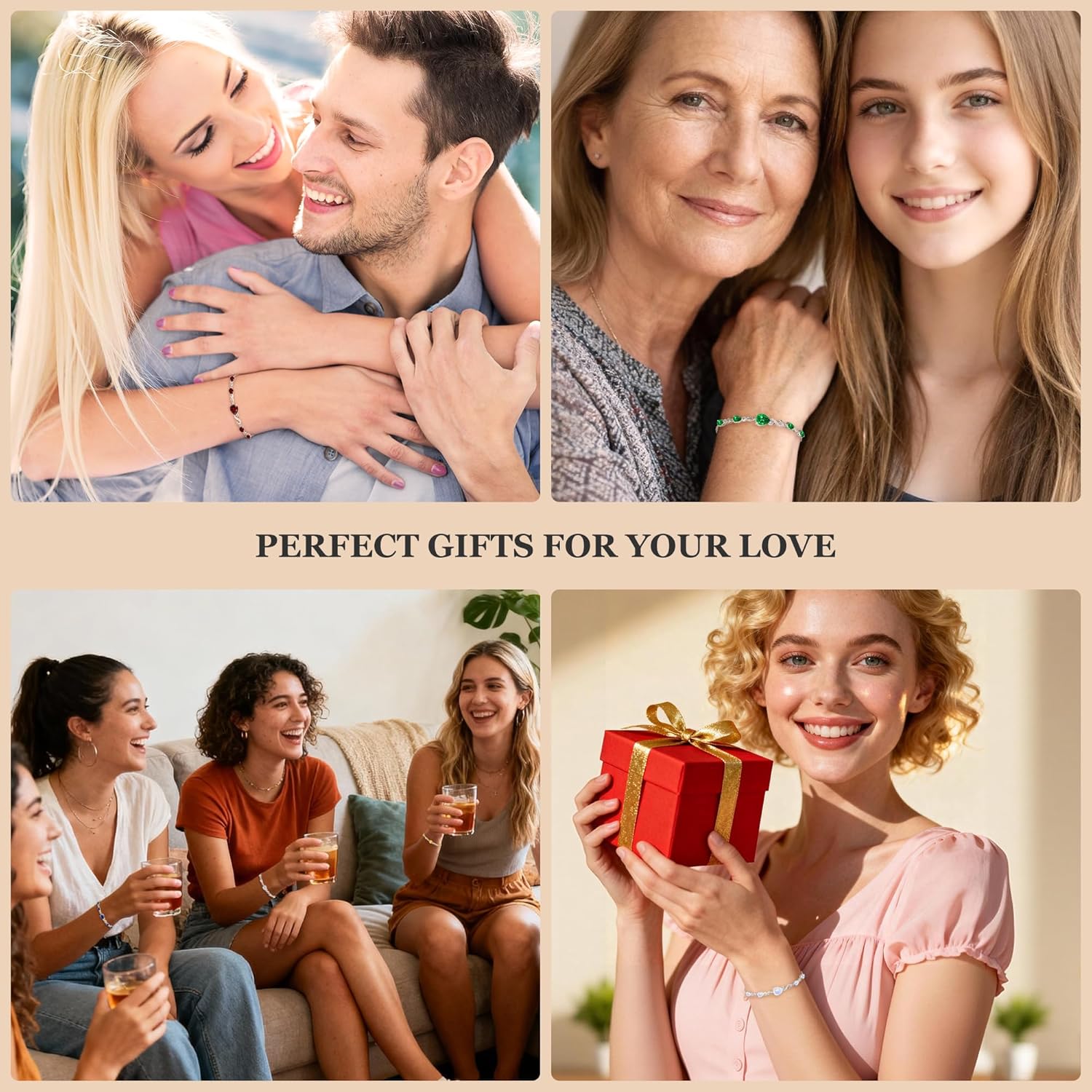 Birthstone Teardrop Infinity Bracelet for Women, 9x7mm main Birthstone 925 Sterling Silver Women Charm Link Bracelet Adjustable,Valentines Day Gifts for Her Anniversary Fine Jewelry Gifts for Women Wife Mom Girlfriend Her - Image 6