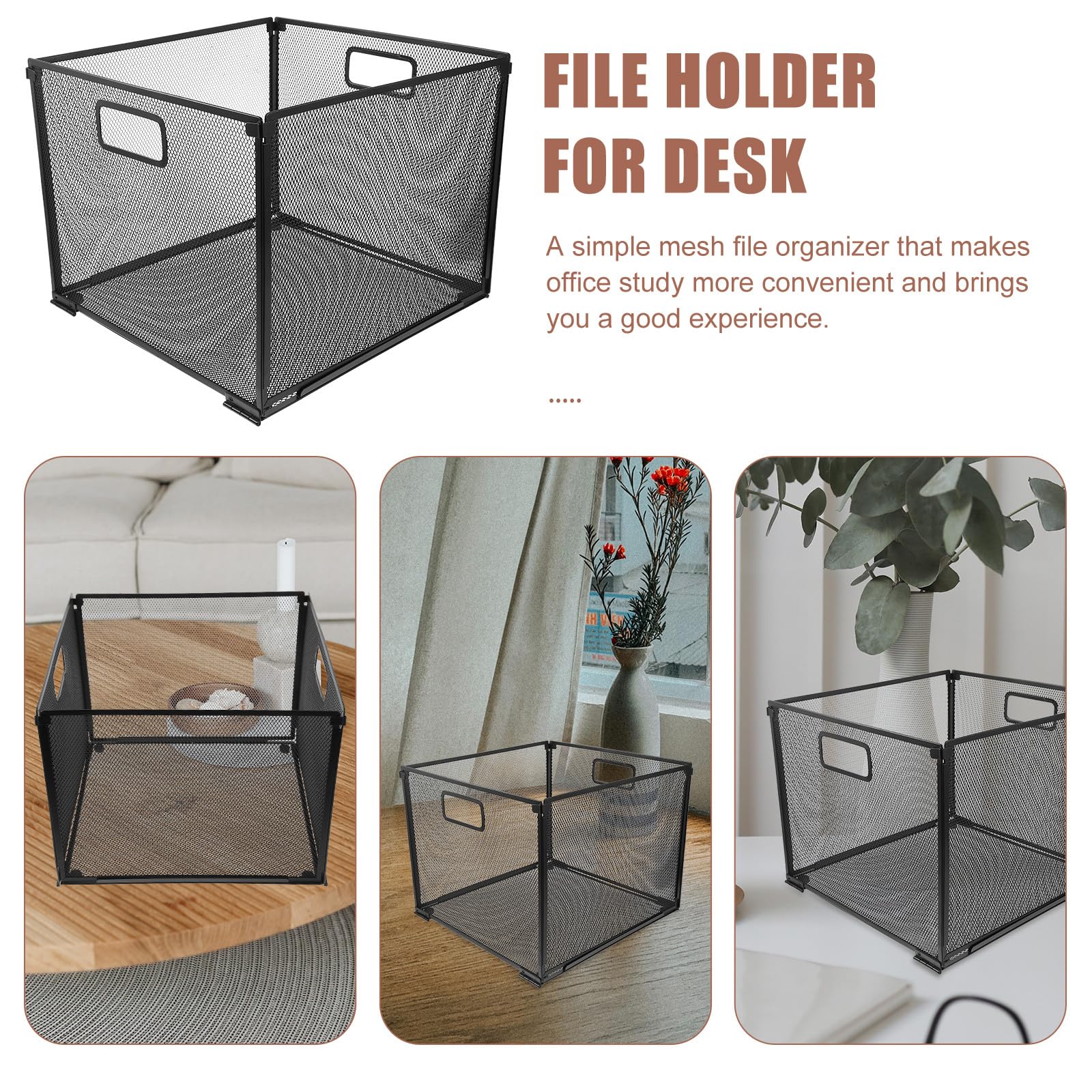 Abaodam Mehrzweck Metall Datei Organizer mit Verdicktem Design Hänge Organizer für Dokumente und Bücher Praktischer Desktop Halter für Büro und Bibliothek Schwarz