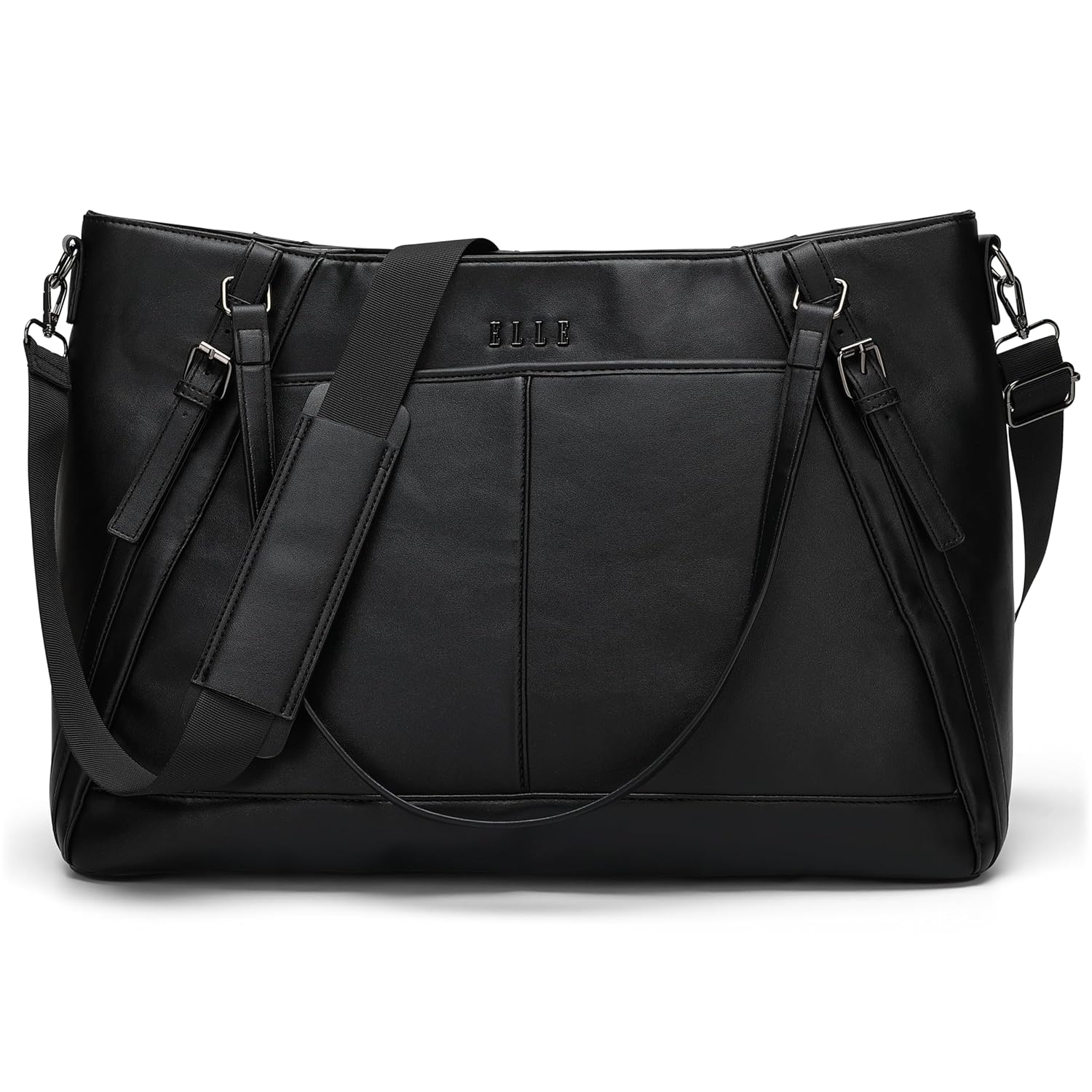 ELLE Leisure Luxe 33L Vegan Leather Weekender Tote Bag Black