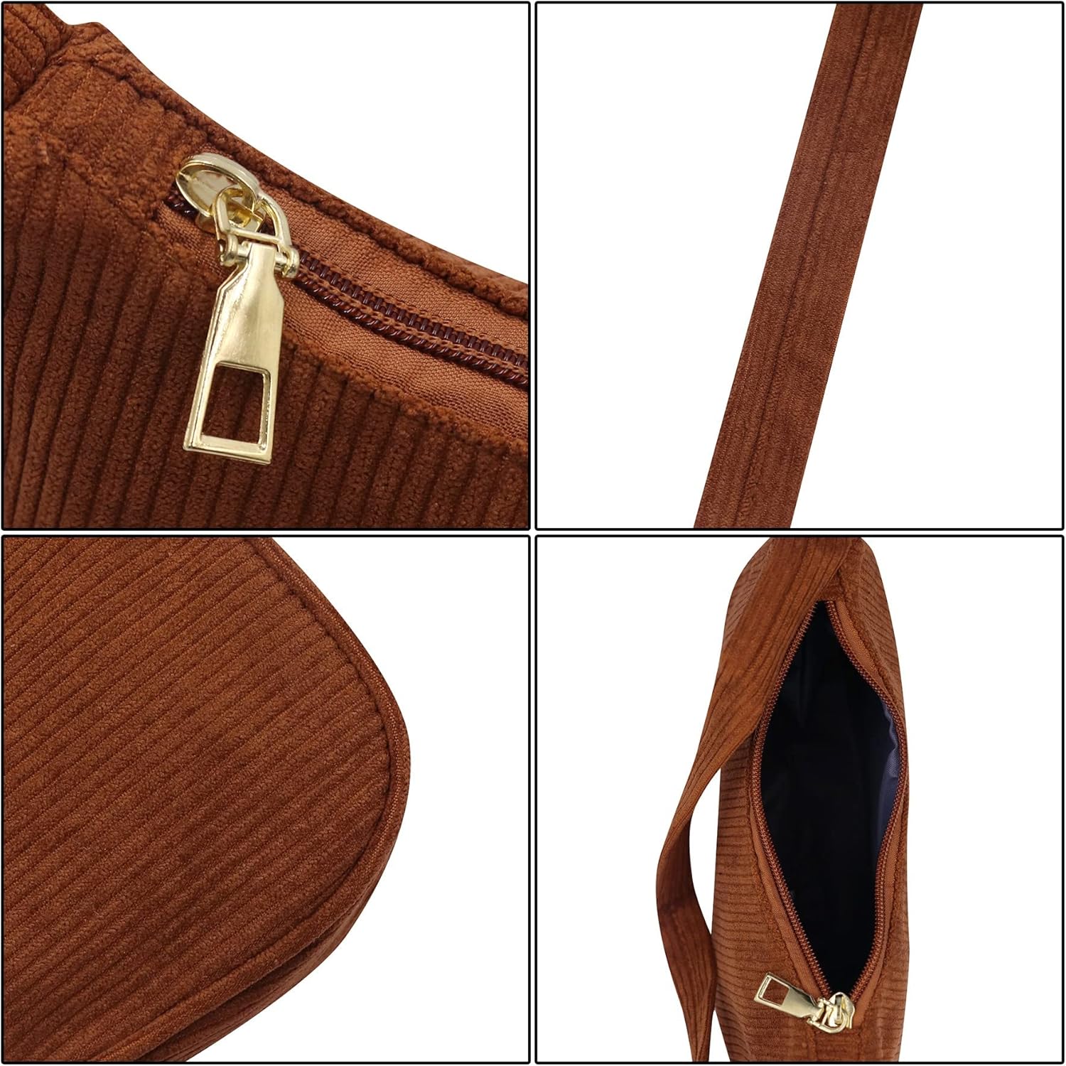 Fashion Corduroy Underarm Bag Casual Women Tote Shoulder Bag Clutch Purse Travel Handbag - Image 6