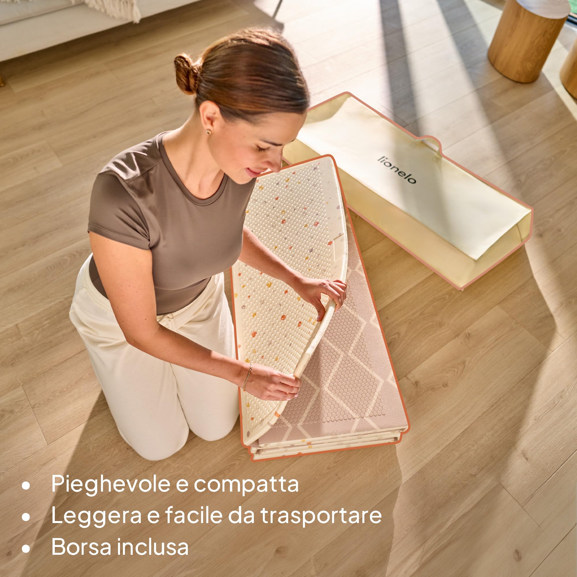 LIONELO Zora Tappeto Gioco Pieghevole per Neonati 180 x 201 cm, Double-Face | Spessore 1,5 cm, Antiscivolo, Senza Sostanze Nocive, per Gattonamento e Gioco