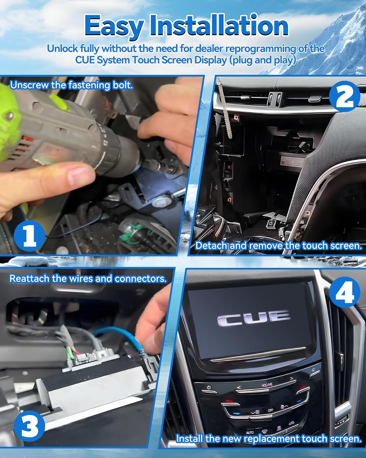 Fit Cadillac CUE System Touch Screen New OEM Replacement Compatible with Cadillac ATS CTS SRX XTS ELR 2013-2020 (Only with 1 Heated Seat Option)