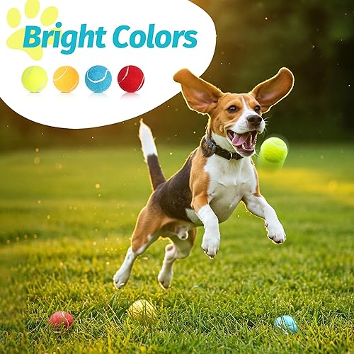 Miniatura 4 de Prime Pets Squeaky - Pelotas de tenis para perros, paquete de 12, pelotas de tenis duraderas de alto rebote de 2.5 pulgadas para perros, pelota de