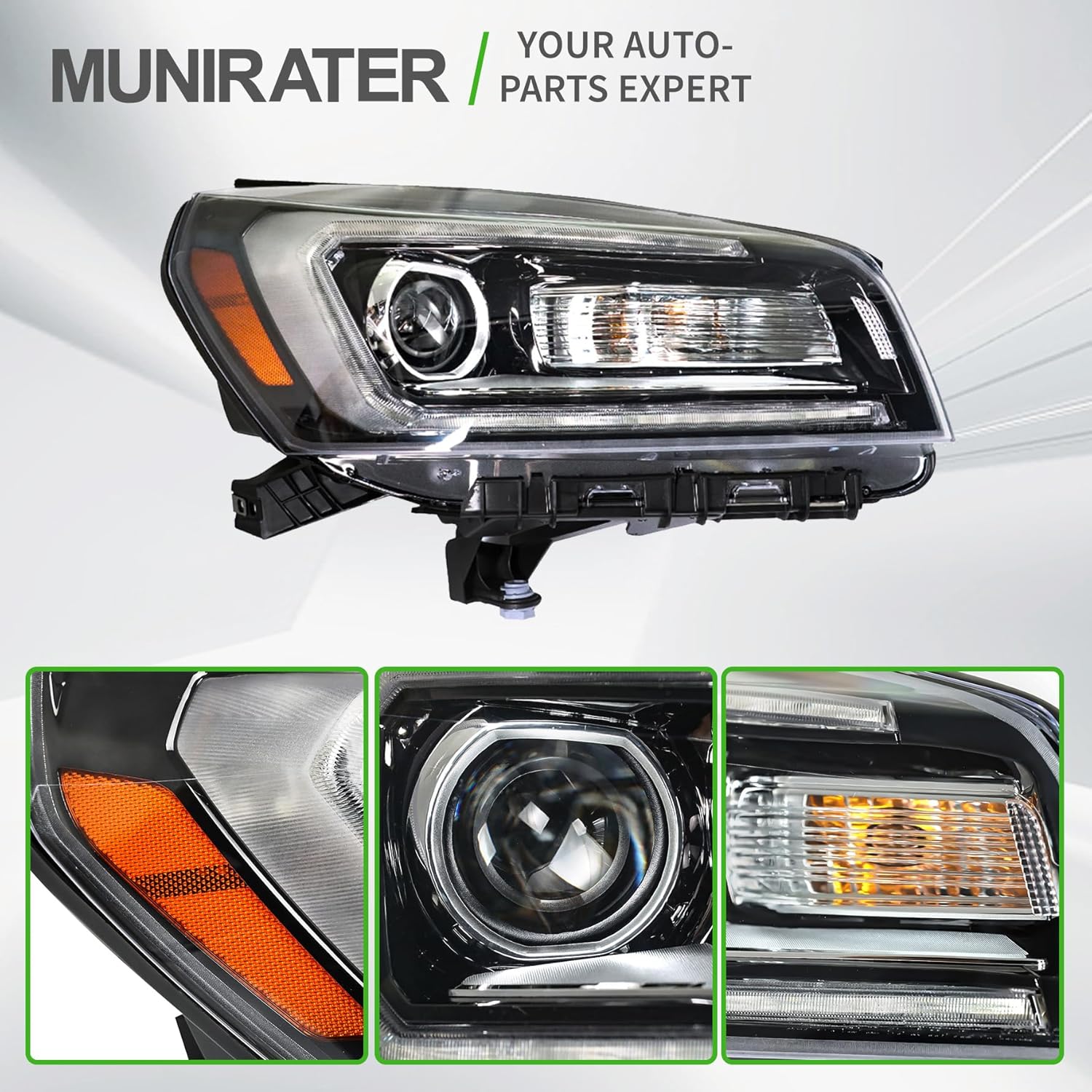 munirater 1-Pack Headlight Assembly Headlamp Halogen Passenger Side Replacement for Acadia 2013-2016