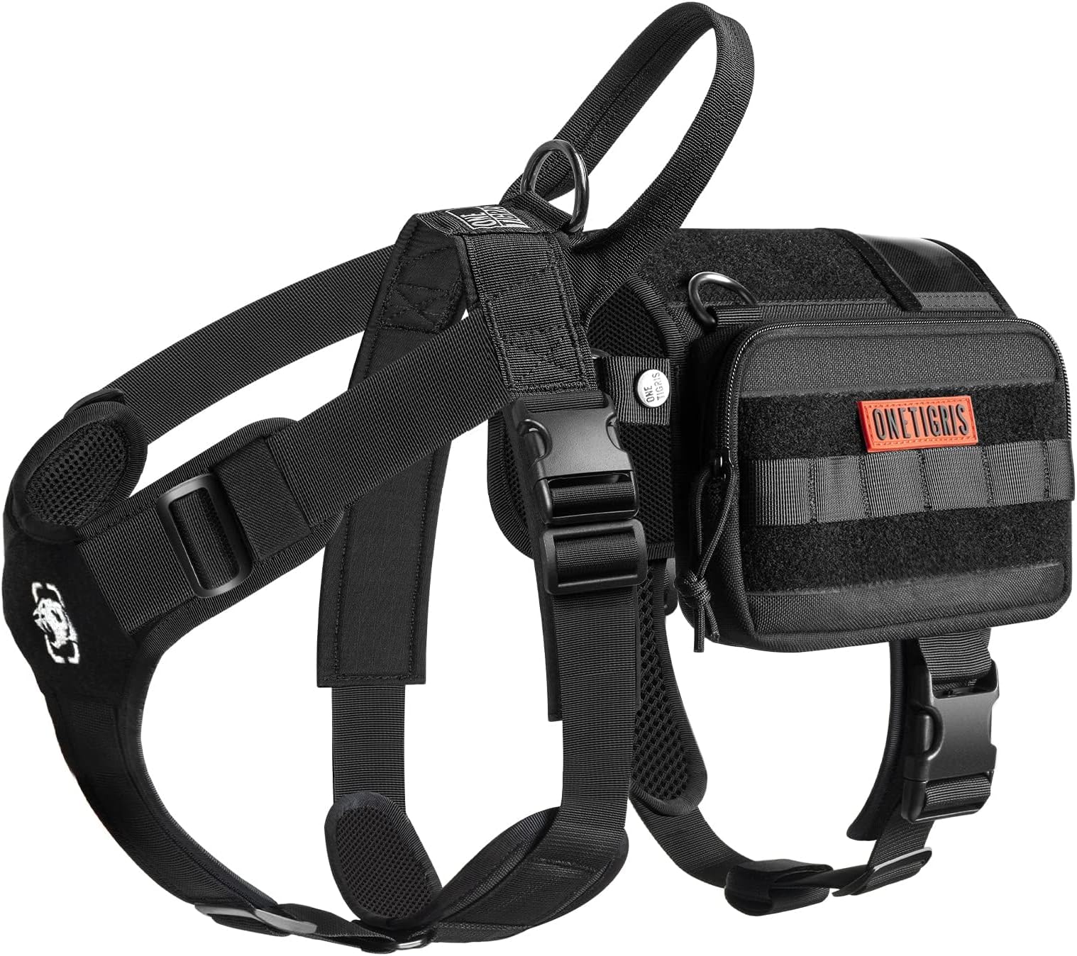Service Dog Vest Harness, Service Dog Cape Guardian Dog Backpack Harness with Pouches Dog Saddle Bag for Small Medium and Large Dogs (Black, Large)