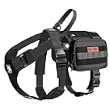 Service Dog Vest Harness, Service Dog Cape Guardian Dog Backpack Harness with Pouches Dog Saddle Bag for Small Medium and Large Dogs (Black, Large)