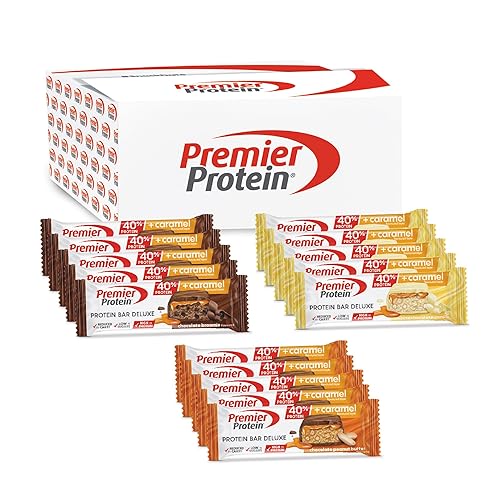 Premier Protein Bar Deluxe 40% Multiflavourbox 15x50g - Haute teneur en protéines + Hydrates de carbone réduits + Sans huile de palme - Multiflavour - 15x50g