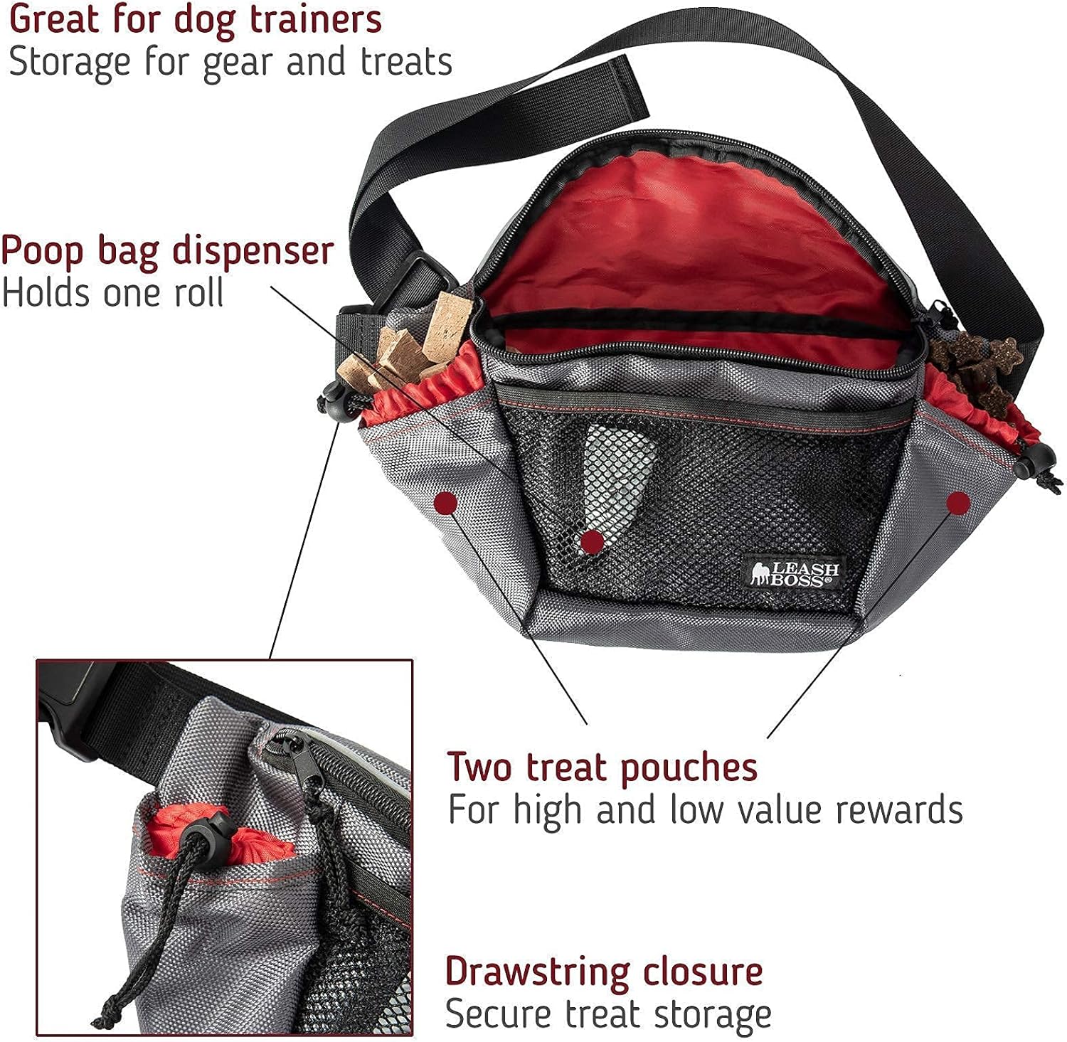 Leash Boss PackUp Pouch and Trainer Pack - Dog Walking and Training Fanny Packs with Poop Bag Dispensers