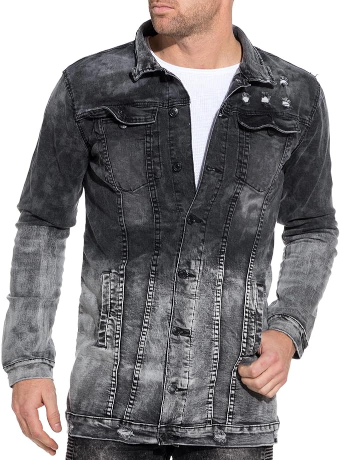 faded black denim jacket