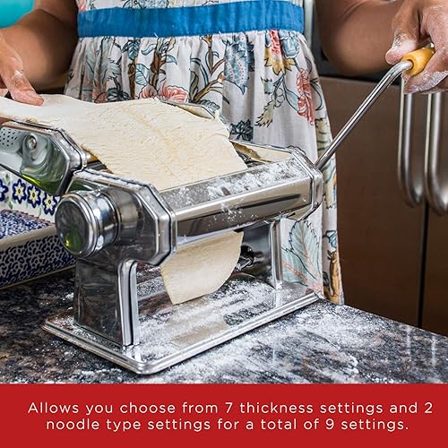 Miniatura 4 de Máquina para hacer pasta - Diseño original - Máquina de prensa manual con rodillo de fideos con grosor ajustable - Rodillos y cortadores de aleación