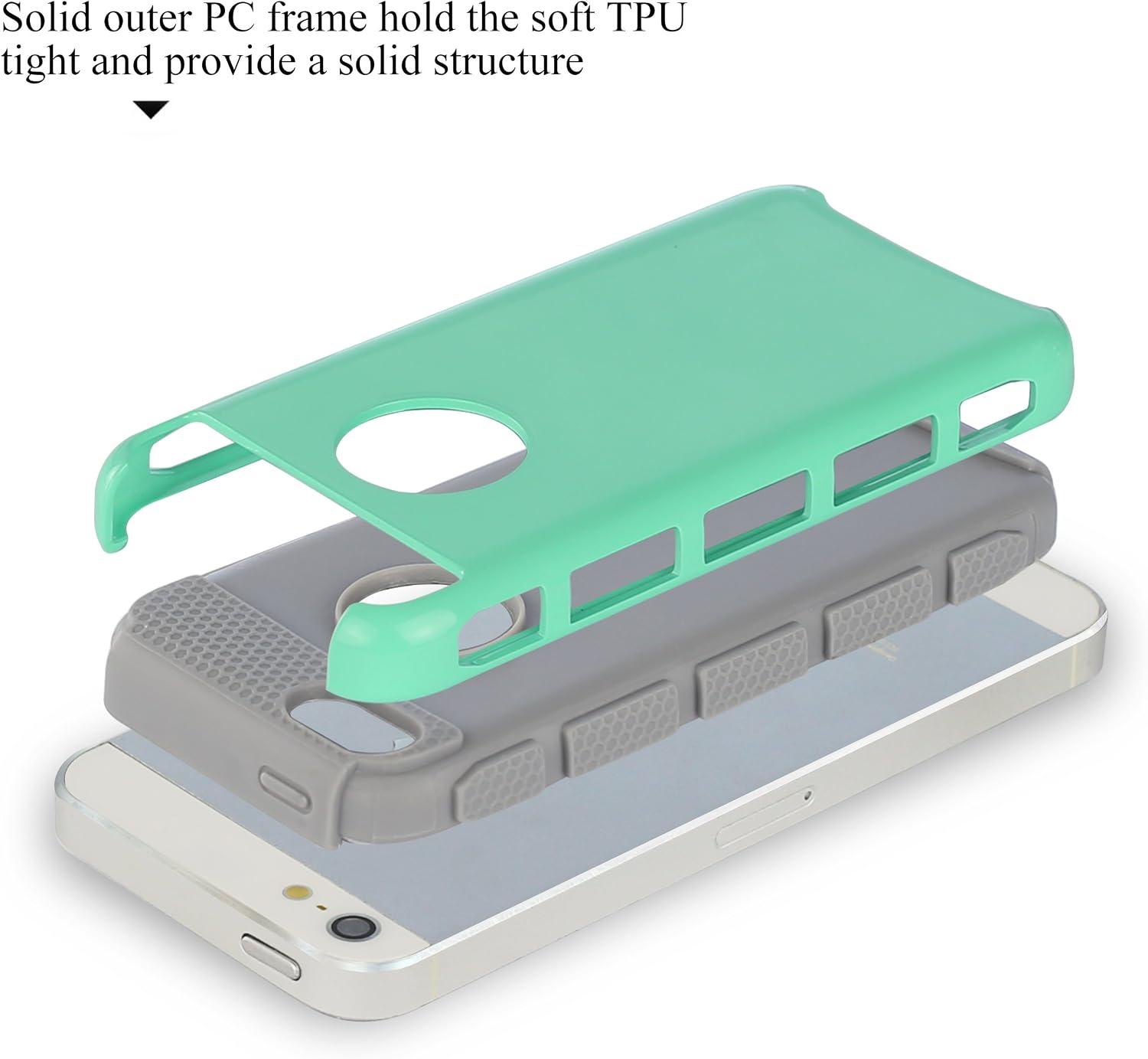 iPhone 5s Case,iPhone 5 Case,by Ailun,Soft TPU Bumper&Hard Shell Solid PC Back,Shock-Absorption&Anti-Scratch Hybrid Dual-Layer Slim Cover[Green]