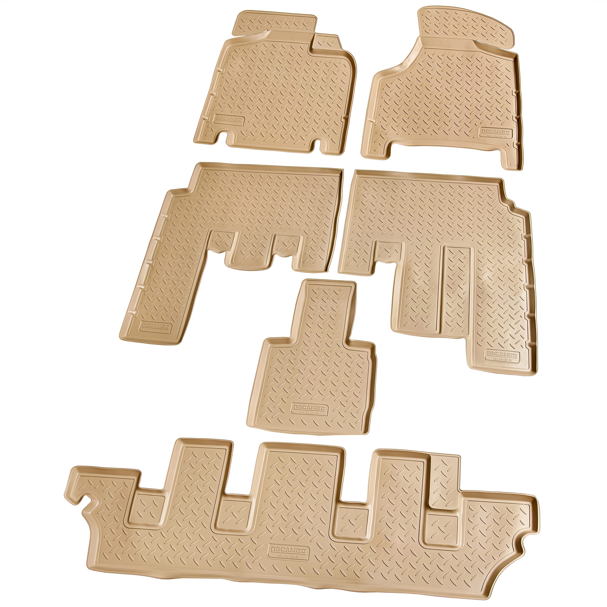 Recambo Alfombrillas de Goma 3D compatibles con Chrysler Voyager | GK GY RG | 7 plazas | 2000 2007 | Alfombrillas de Goma para Coche | Ajuste Borde | Beige