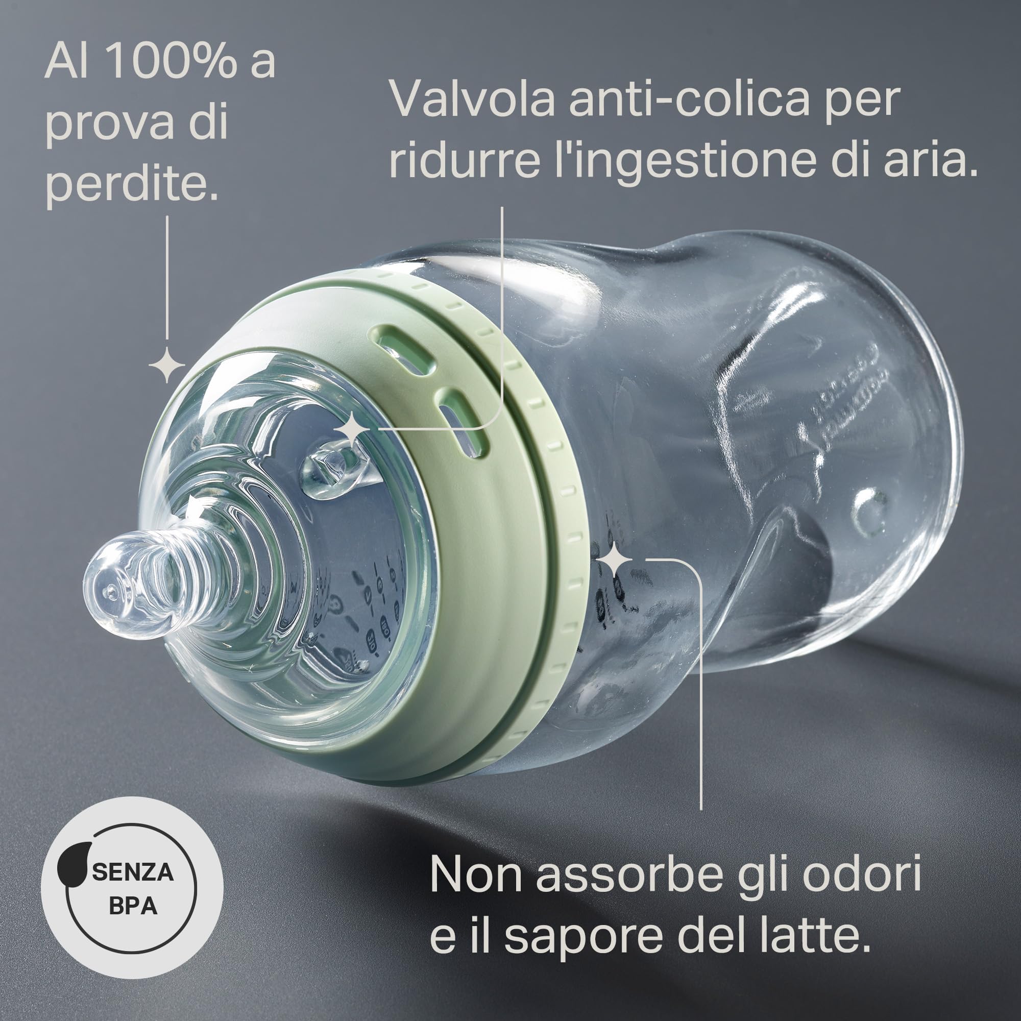 Tommee Tippee Biberon Starter Set Natural Start in vetro per neonati, 150 ml e 250 ml, biberon anti-colica con tettarella a flusso lento e Super Lento, autosterilizzante