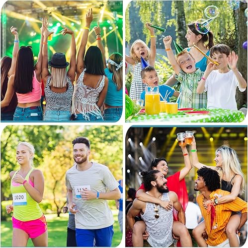 Miniatura 5 de Harloon 1200 pulseras de 34 pulgadas, 1 a 1200 números consecutivos, 12 pulseras de colores, pulseras de papel impermeables para eventos,