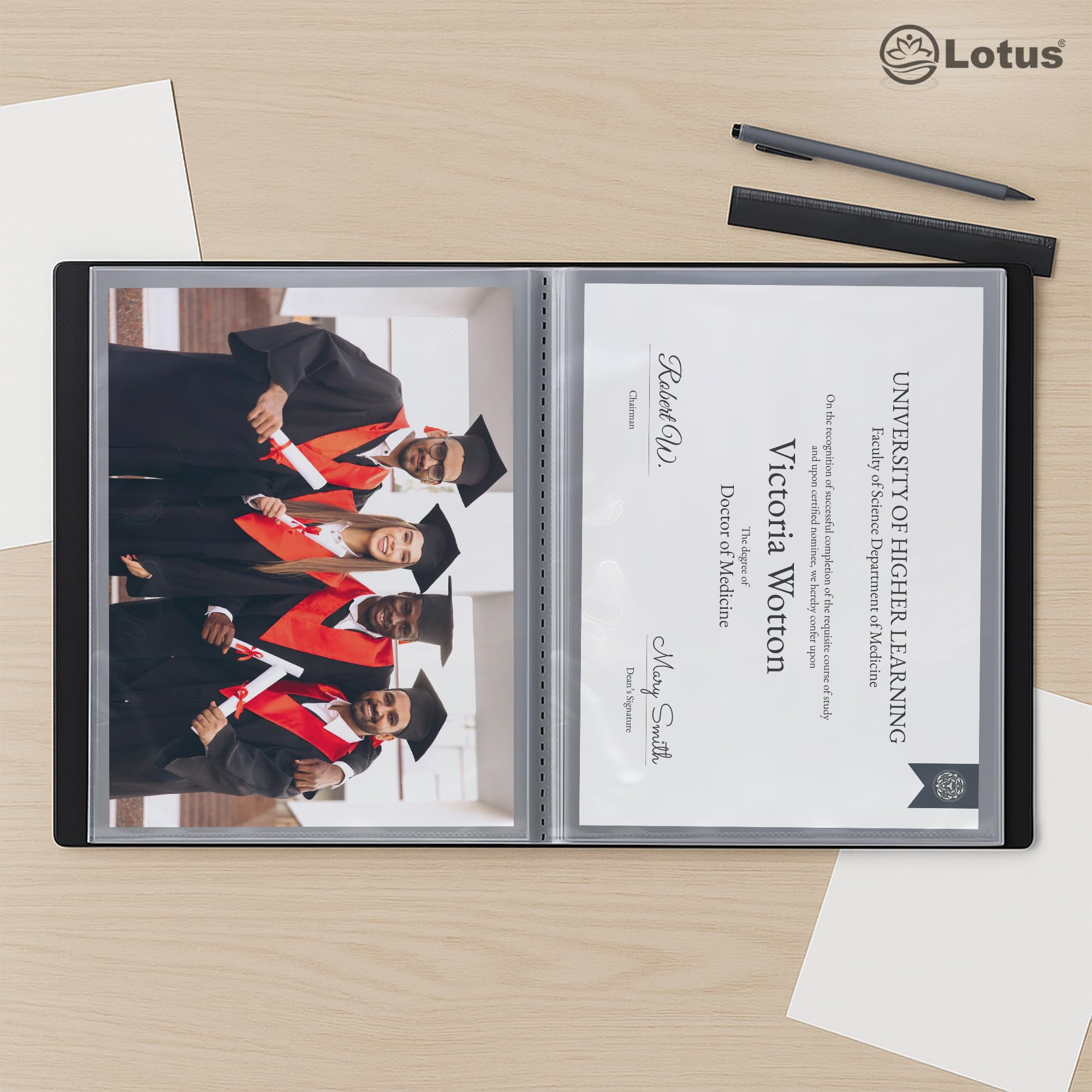 Lotus A4 Flexicover Display Book - 20 Pocket Black Presentation Folder, Premium Flexi Cover with Glass-Clear Pockets, Durable & Versatile for Professionals, Projects, School & Home - 78217 (6 Books) - Image 3