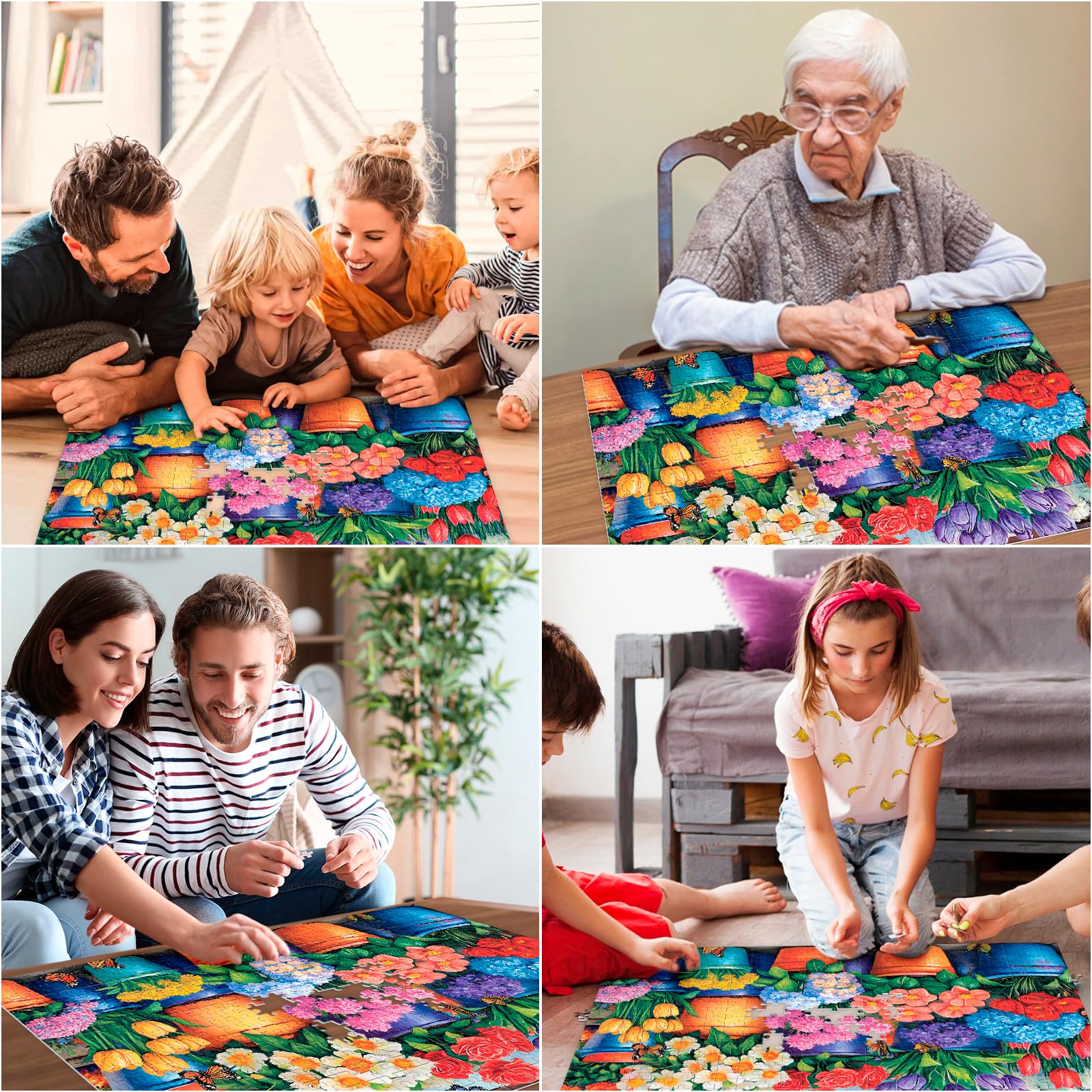 500 Piece Flower & Butterfly Jigsaw Puzzle For Adults & Kids - Recycled Cardboard, 20.5x15"