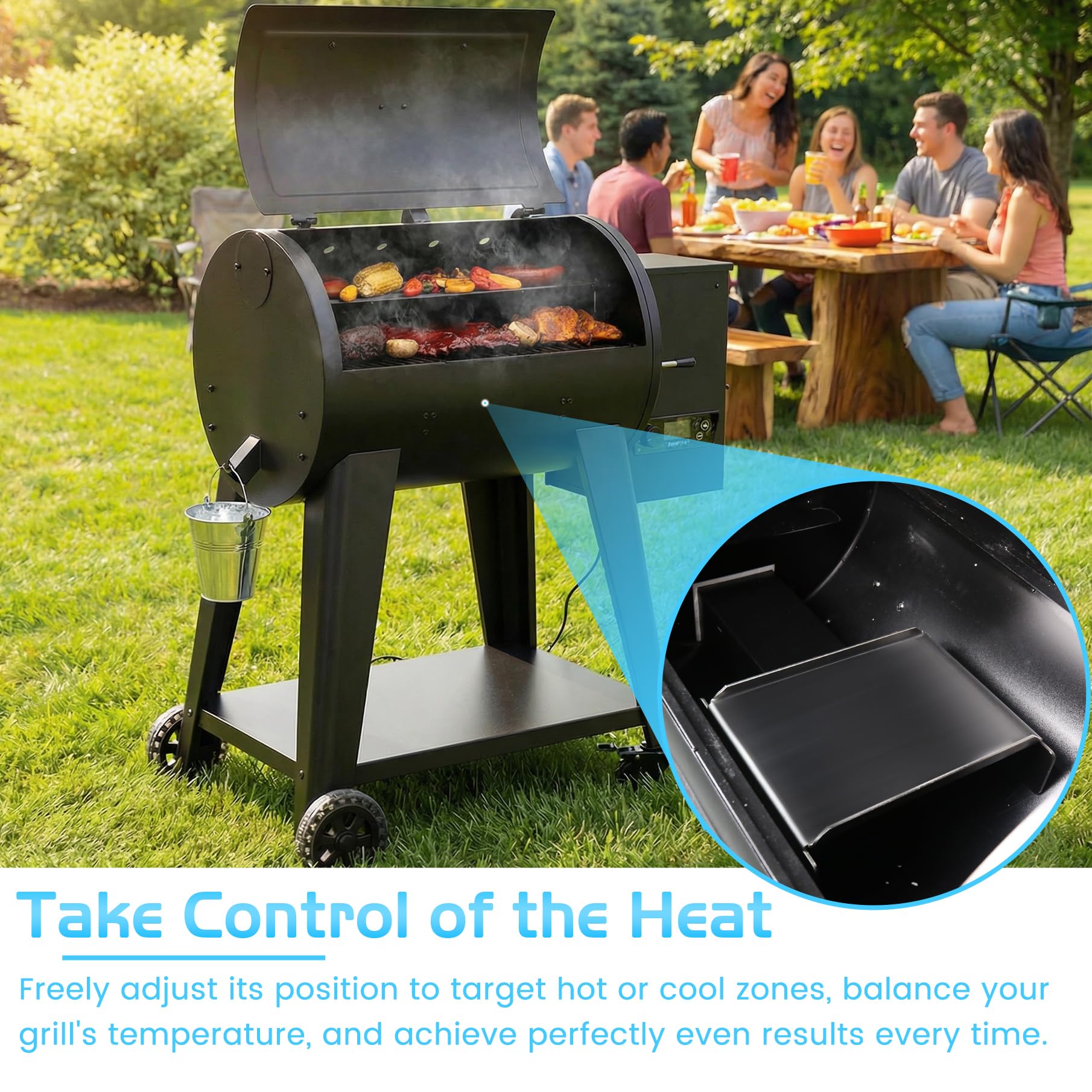 Heat Diffuser for Pit Boss, 8GA Flame Tamer for Pit Boss Heat Diffuser Deflector Baffle Pellet Smoker Grill Replacement Parts Pitboss Grilling Accessory