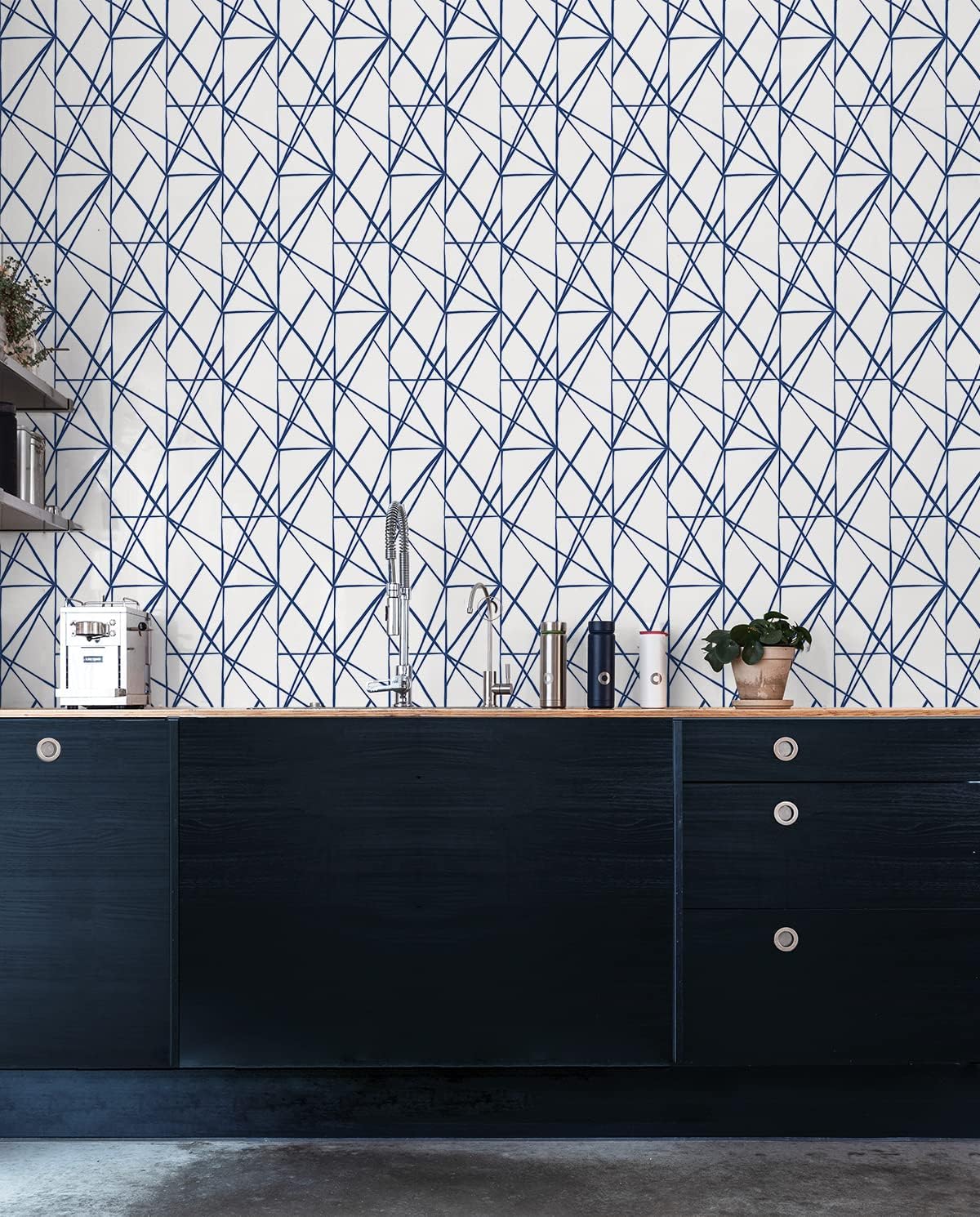 NextWall Quartz Geometric Peel and Stick Wallpaper (Navy Blue)