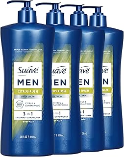 Suave Men Citrus Rush Daily Clean 3 in 1 Shampoo, Condition…