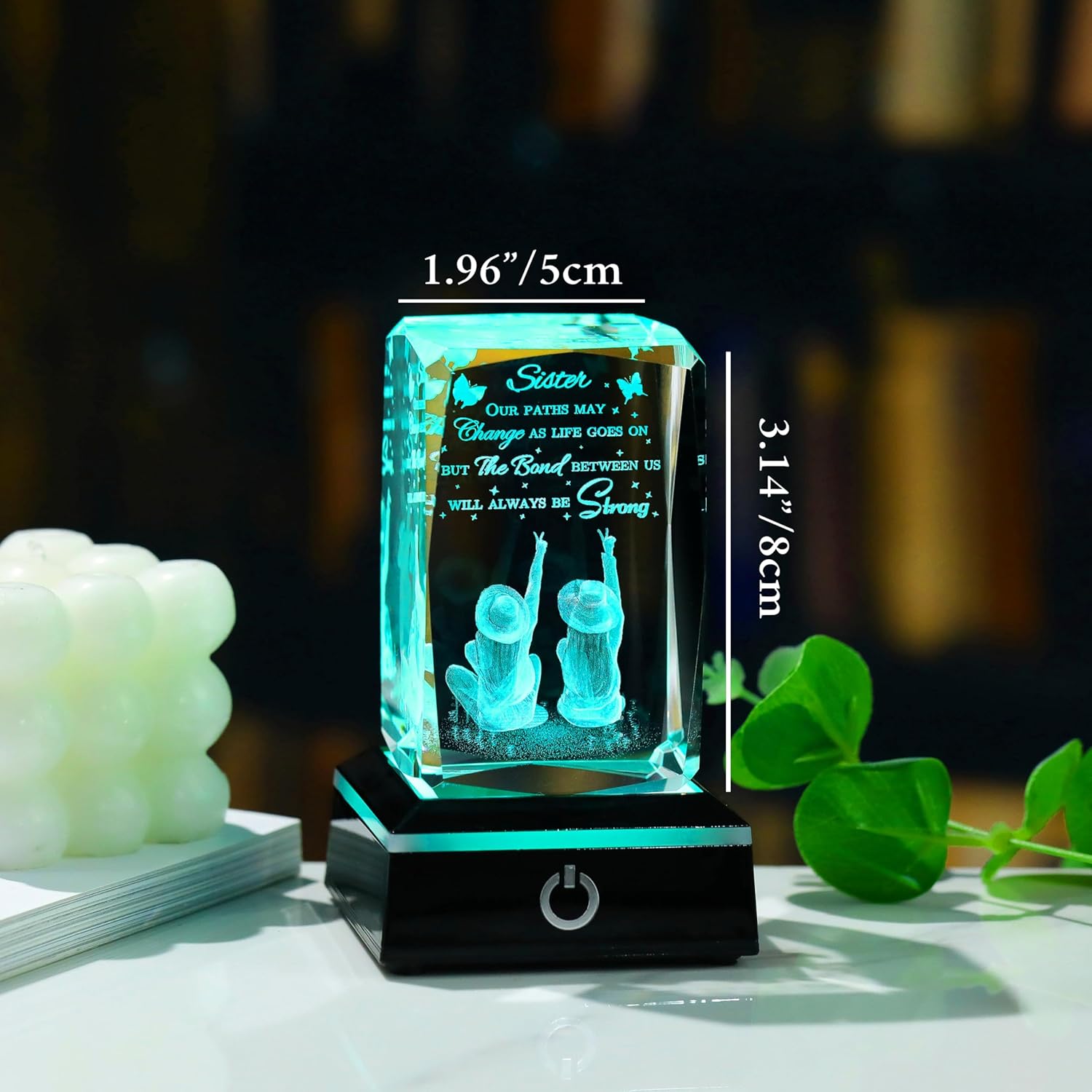 Movdyka Sisters Birthday Gifts from Sister - Crystal Engraved Keepsake with Led Base - Big Bestie Present for Girls Soul Gifts for Women - Best Unique Gifts On Christamas Mothers Valentines - Image 4