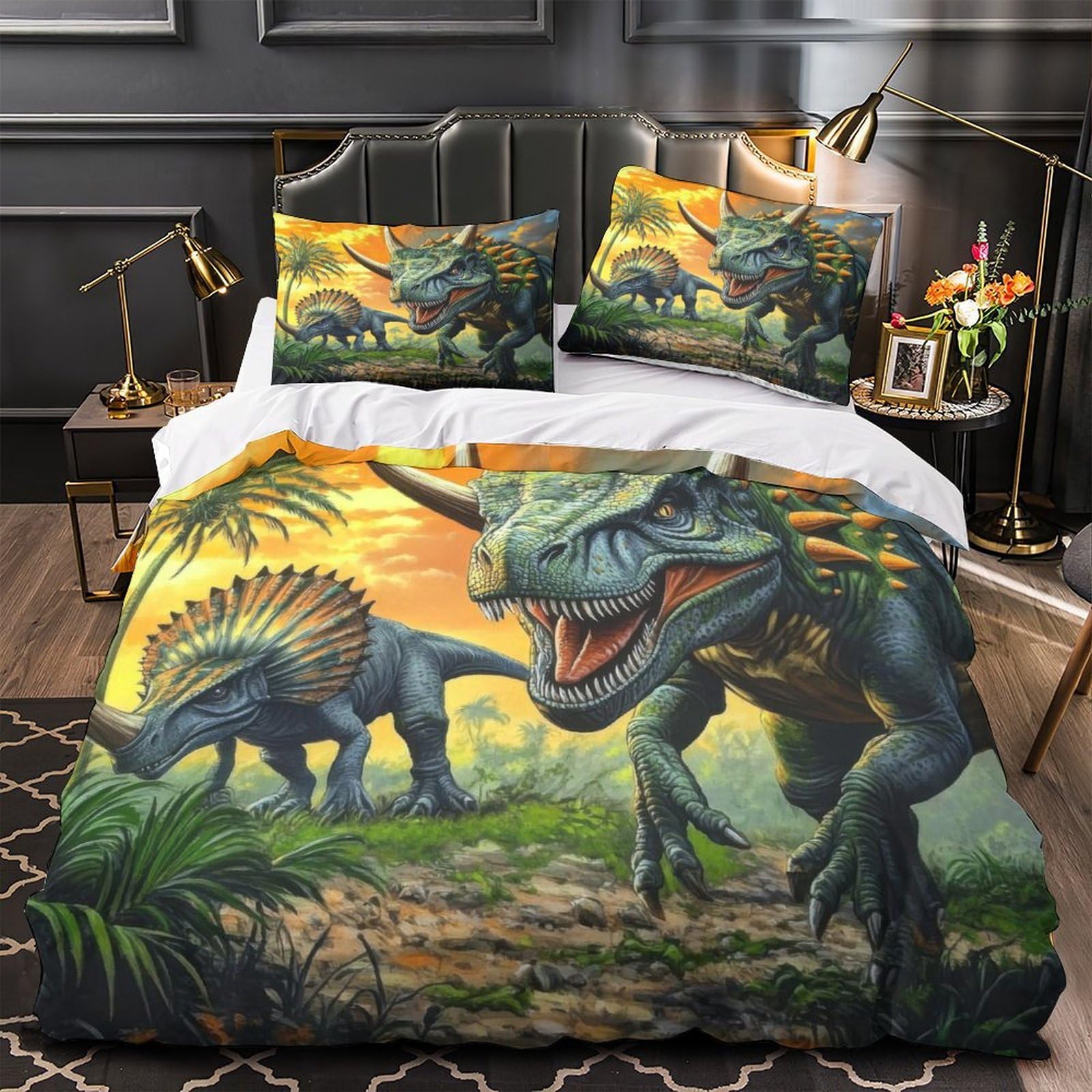 Housse de couette dinosaure en microfibre super douce et parure de lit premium imprimée en 3D