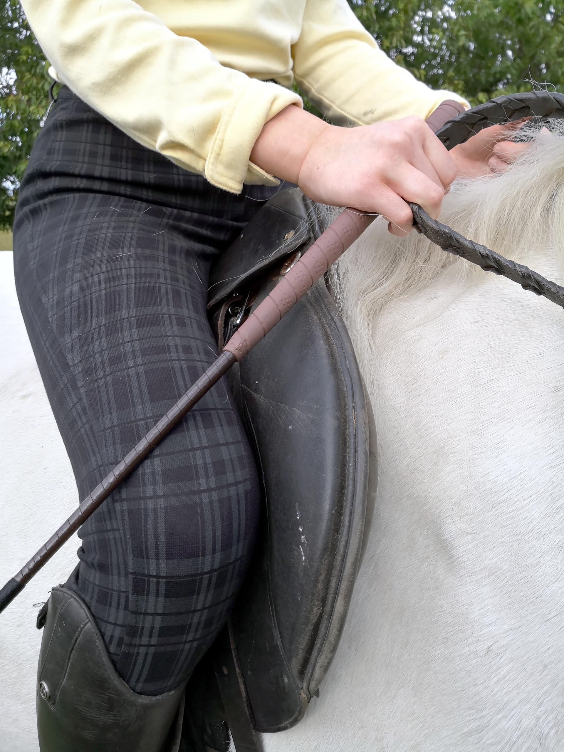 Cultivo de cuero para montar a caballo, bate de salto, bate ecuestre (marrón)