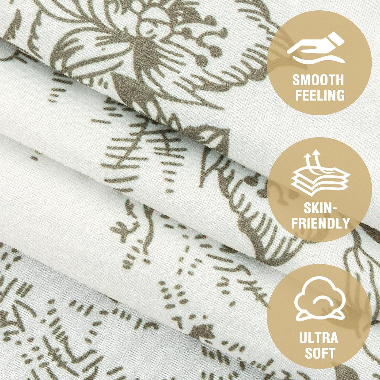 H.VERSAILTEX Floral Pattern Couch Covers for 3 Cushion Couch Sofa Pet Friendly High Stretch Couch Covers Super Soft Fabric Printed Sofa Slipcovers(Garden Bliss-Sage,Sofa)