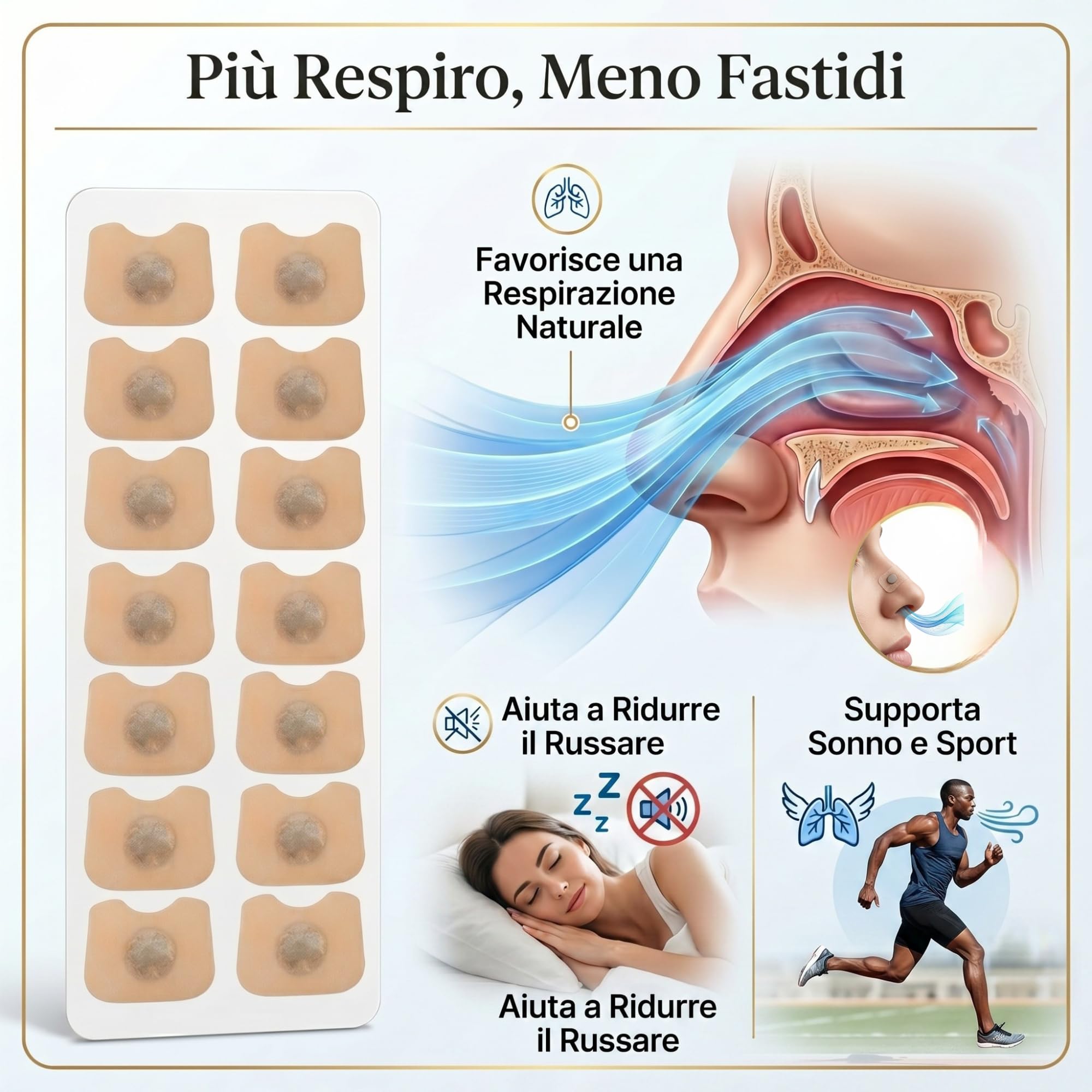 ACant – Ricariche Cerotti Nasali Magnetici, 60 Cerotti Nasali Extra Forti Compatibili con Dilatatore Nasale Magnetico – Cerottini Nasali Respira Bene, Cerotti Nasali Antirussamento – Solo ricariche