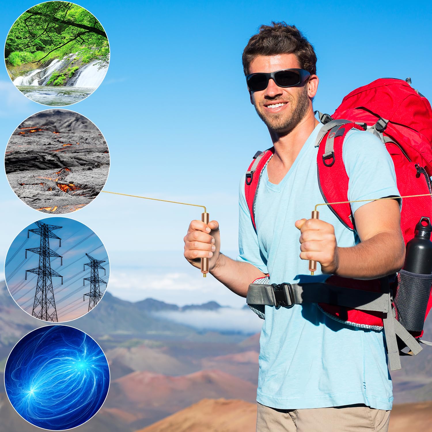 QWORK® Bacchette rabdomante in ottone, per geobiologia, radiestesia, lavoro energetico